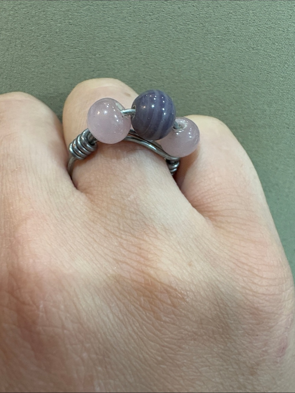 Unbranded Wire Ring Womens 7 Pink Purple Good Handcrafted Boho Beaded Minimalist